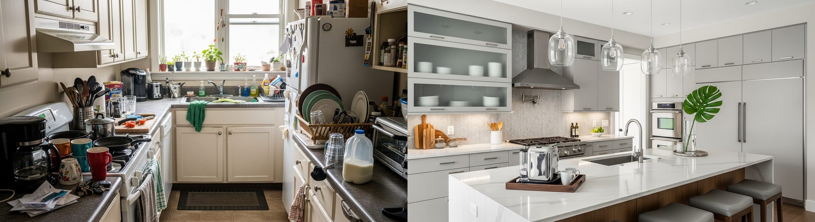 Kitchen: before vs after virtual staging