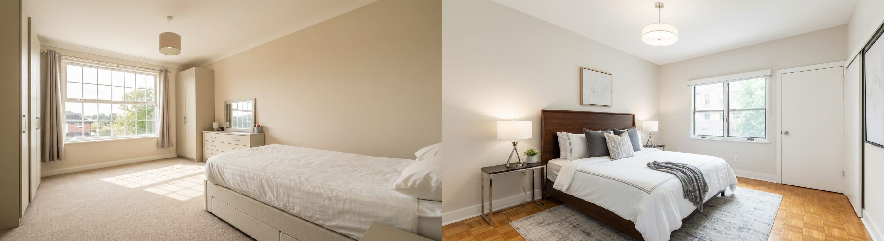 Bedroom: before vs after virtual staging
