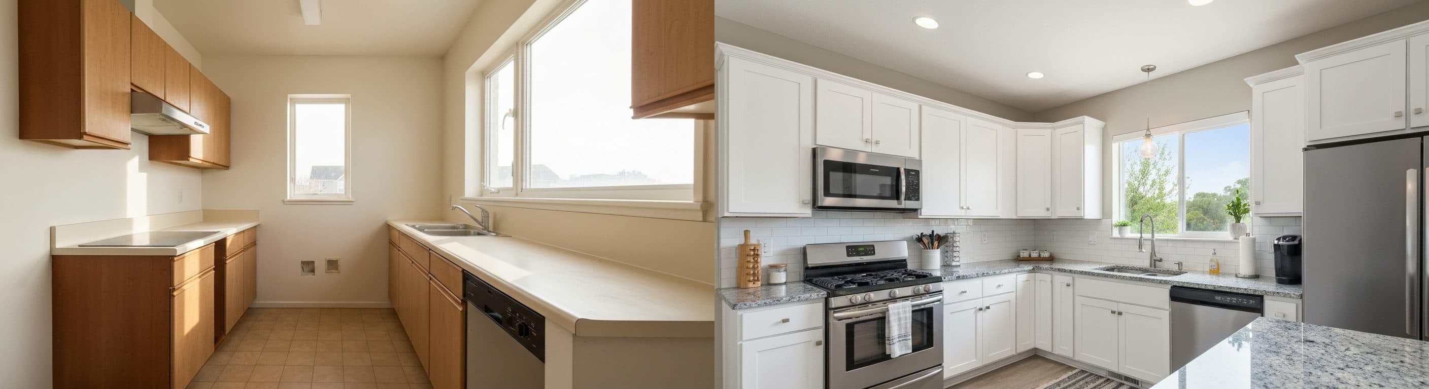 Kitchen: before vs after virtual staging