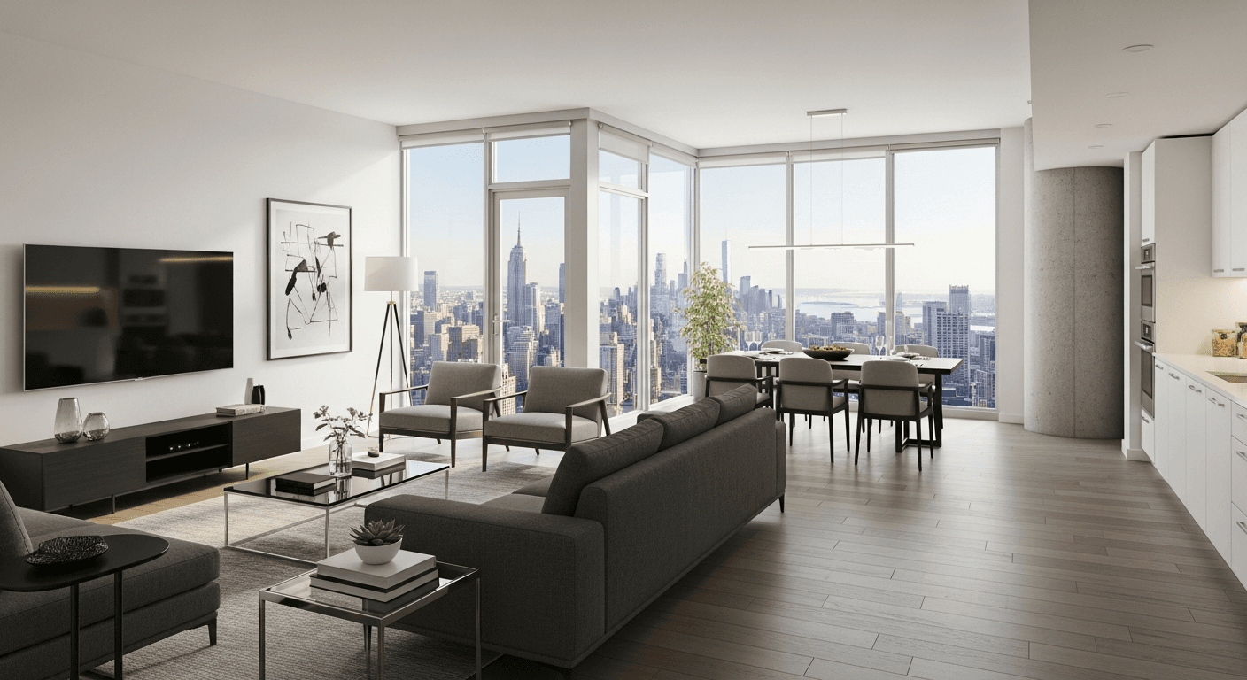 Modern apartment exposé with virtual staging example
