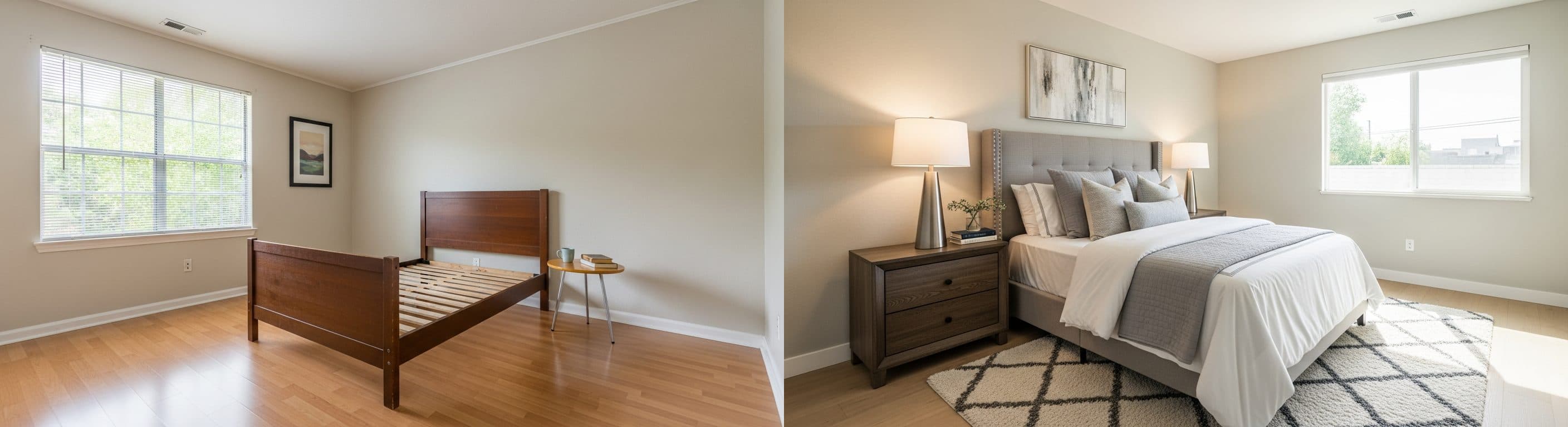 Bedroom: before vs after virtual staging