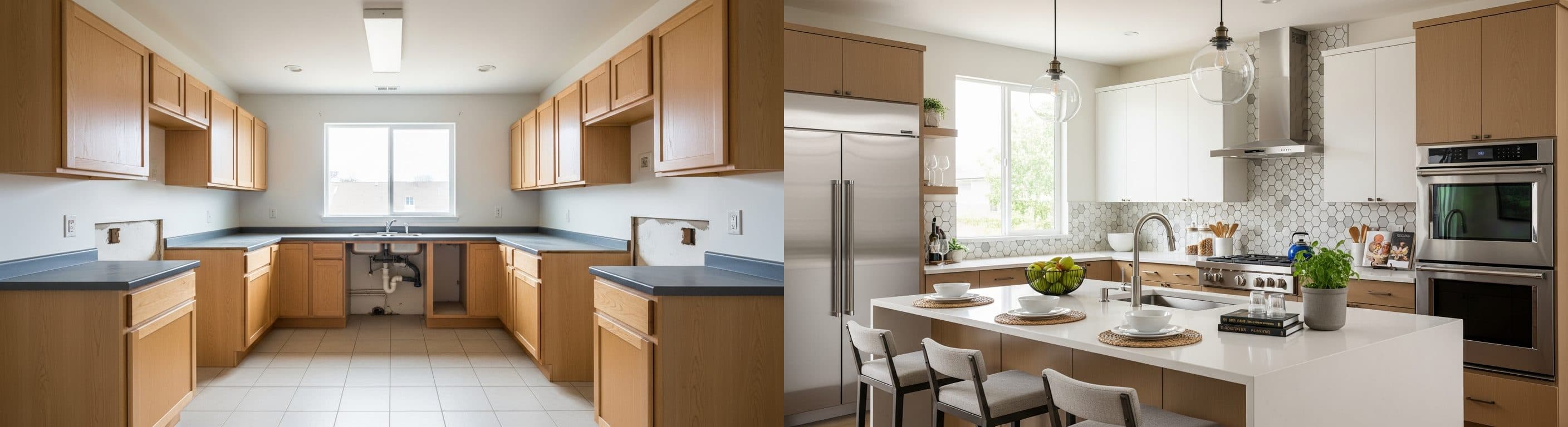 Cucina: prima vs dopo l'home staging virtuale