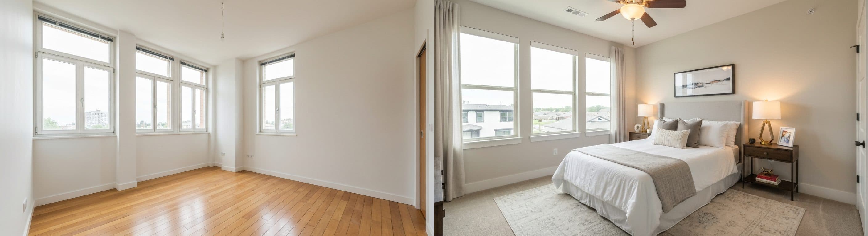 Bedroom: before vs after virtual staging