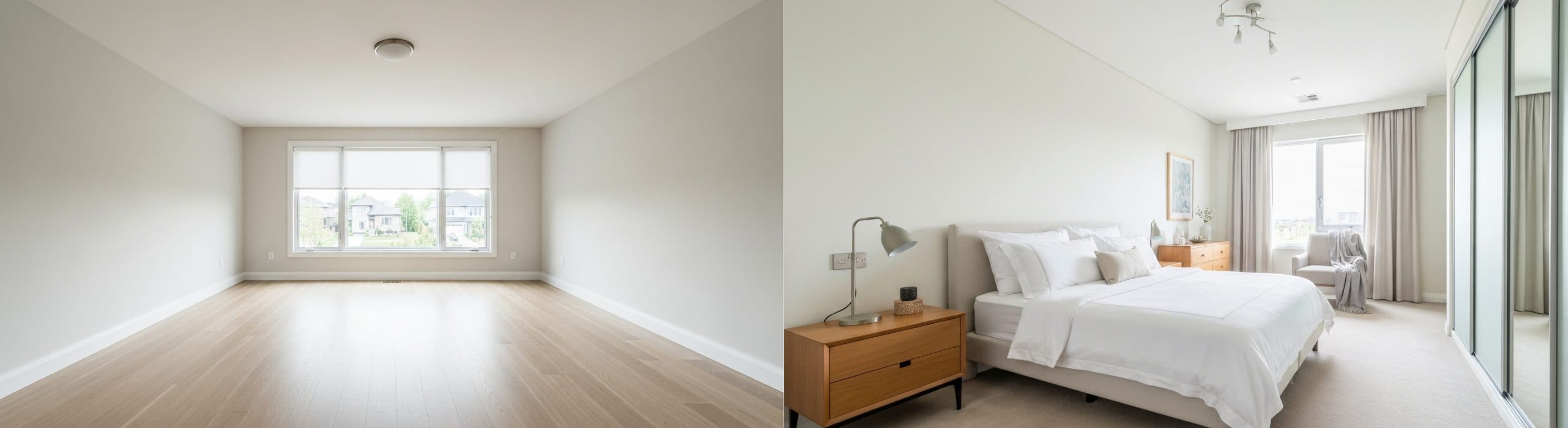 Chambre : avant vs après le staging virtuel