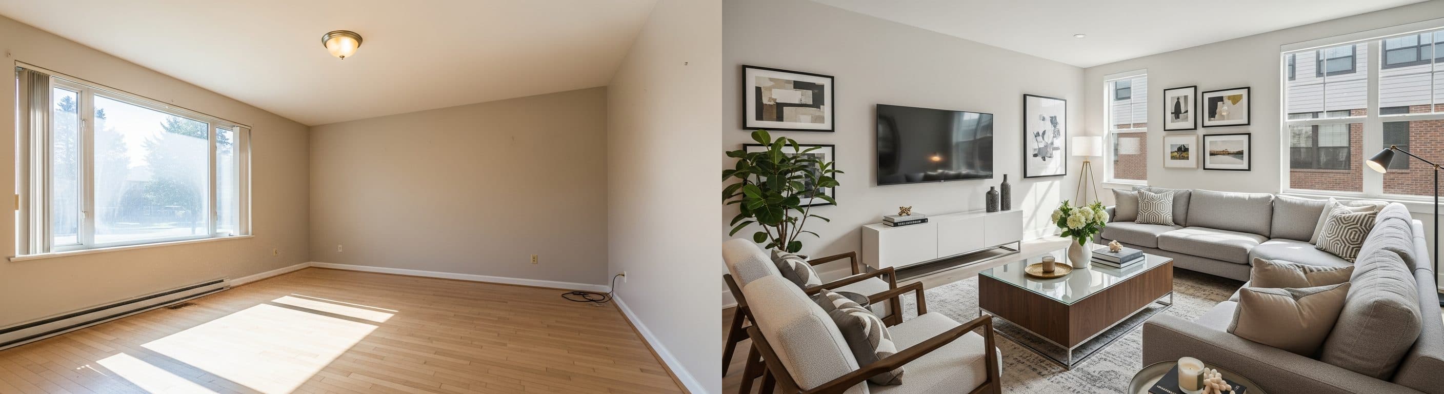 Dhomë Ndenjeje: para vs pas virtual staging