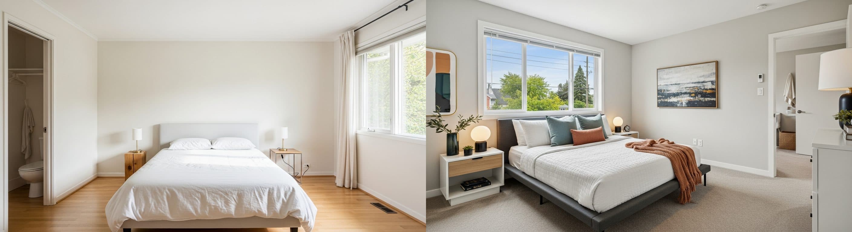 Camera da letto: prima vs dopo il virtual staging