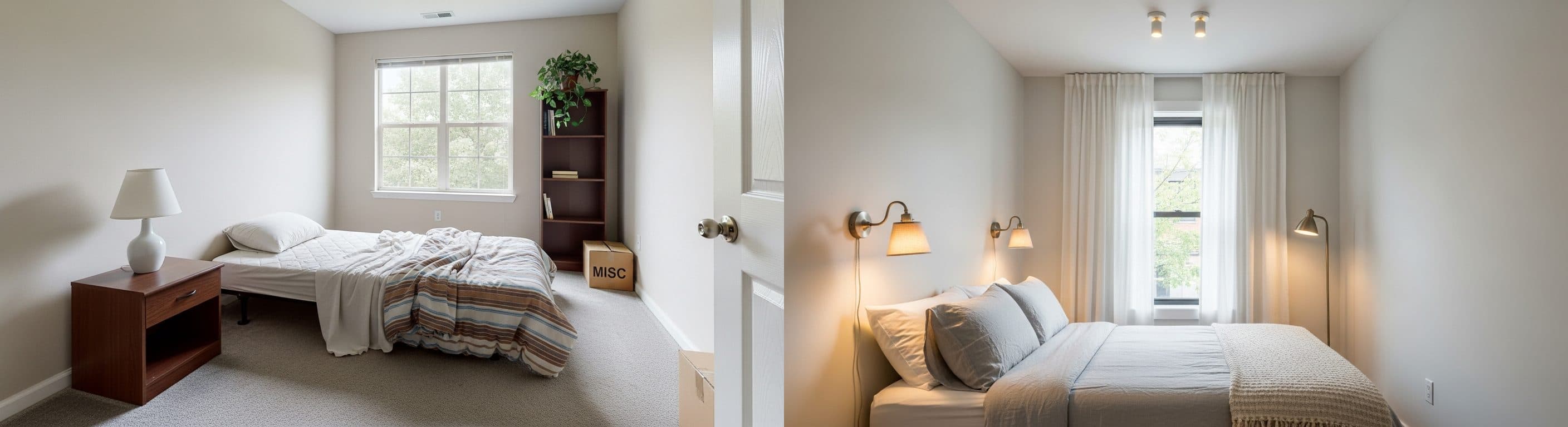 Dormitorio: antes vs después del staging virtual