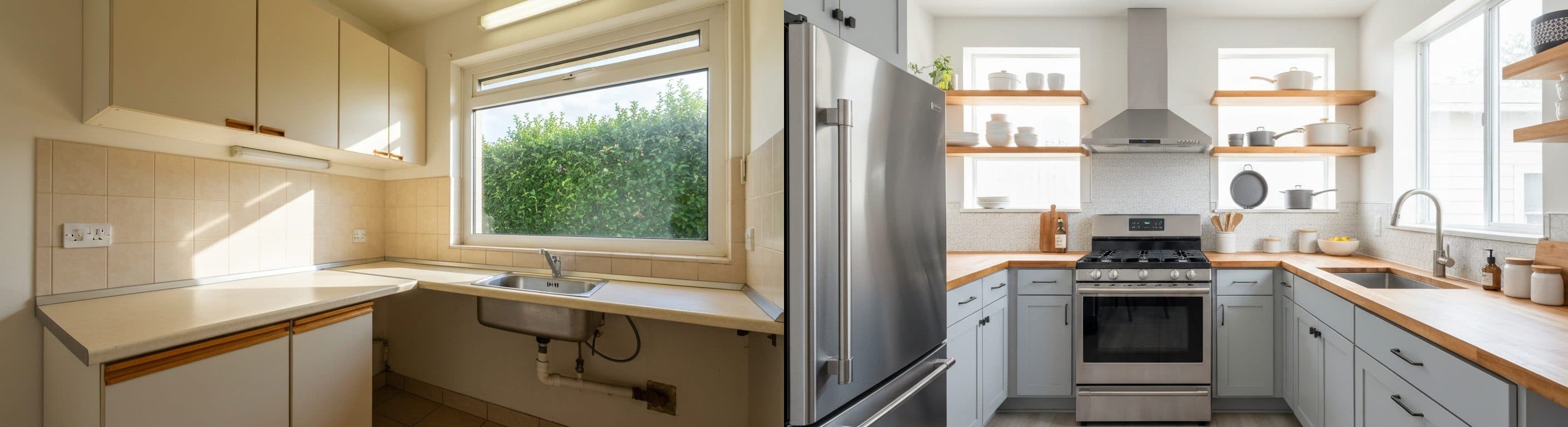 Cocina: antes vs después del staging virtual