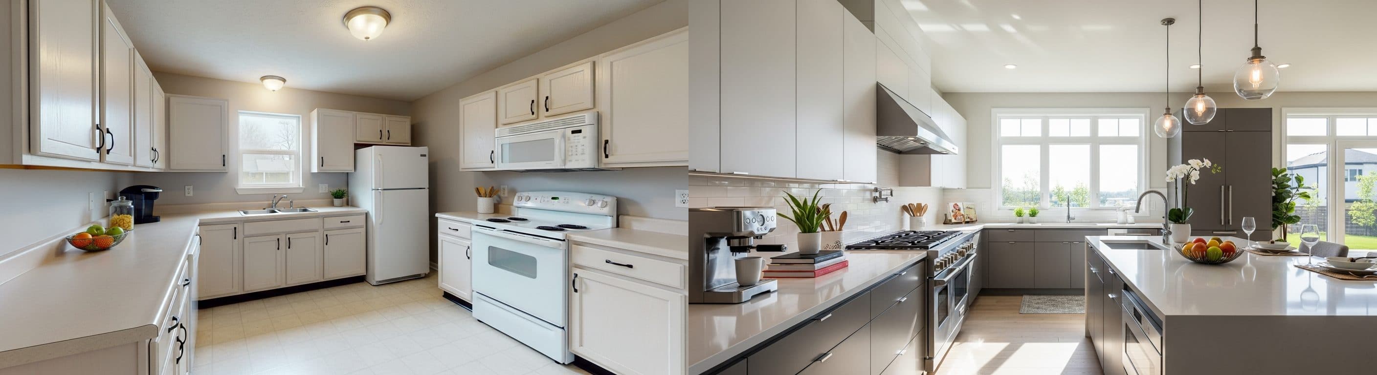 Cucina: prima vs dopo l'allestimento virtuale