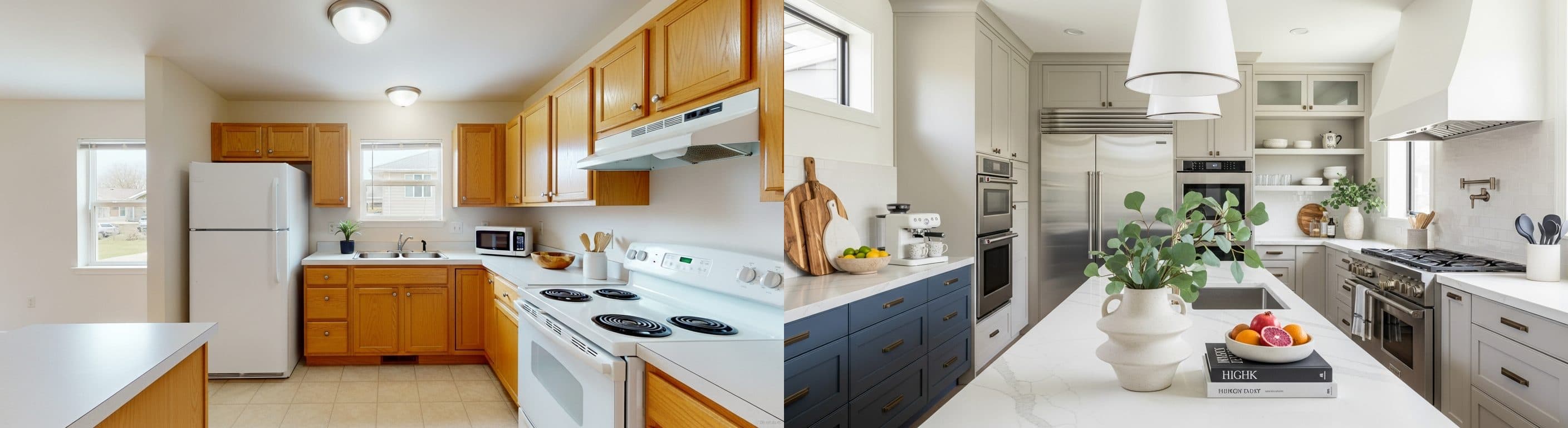 Cucina: prima vs dopo il virtual staging