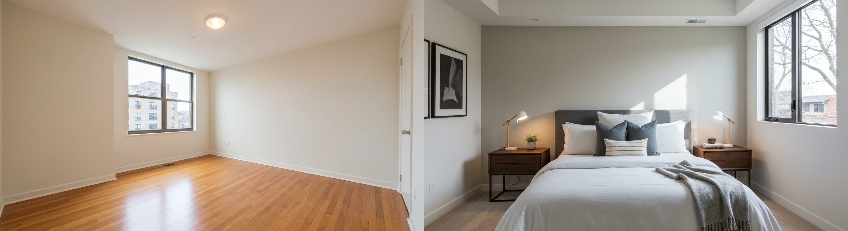 Camera da letto: prima vs dopo il virtual staging