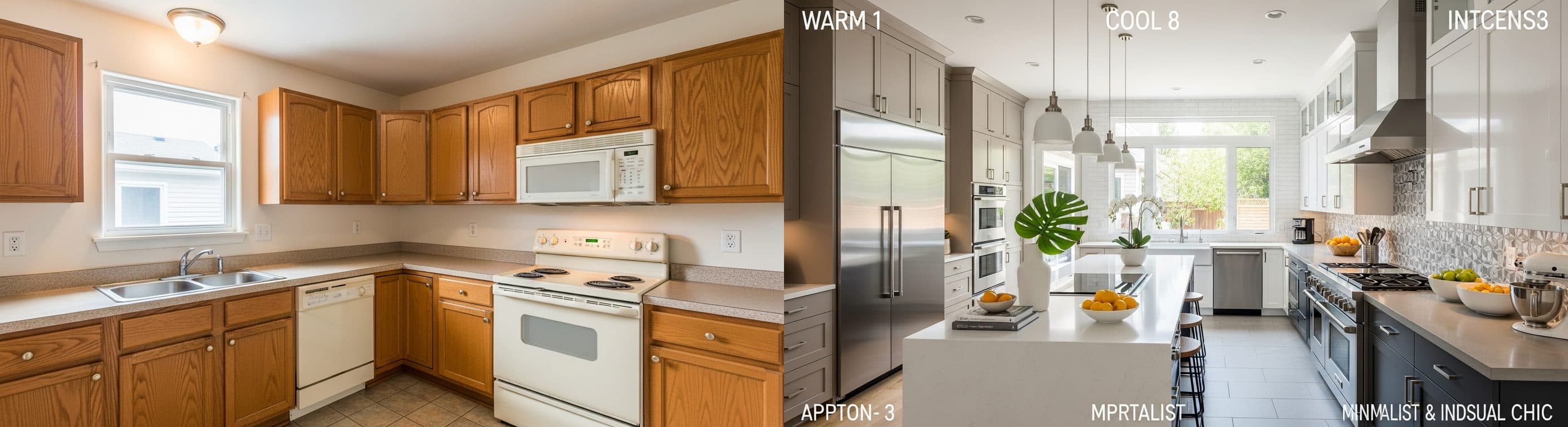 Cocina: antes vs después del staging virtual