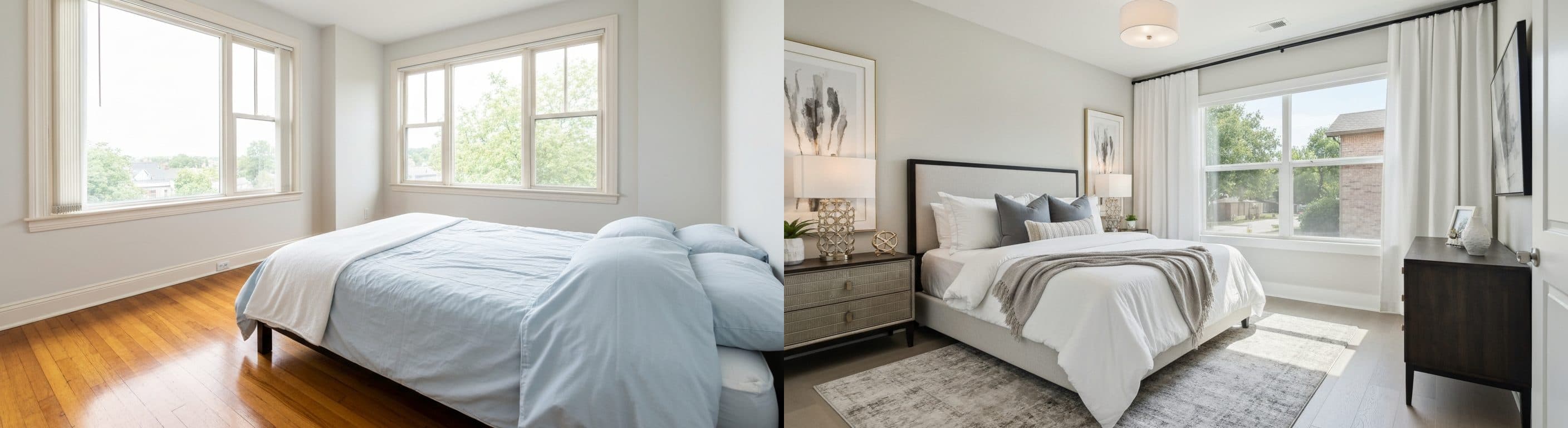 Dormitorio: antes vs después del staging virtual