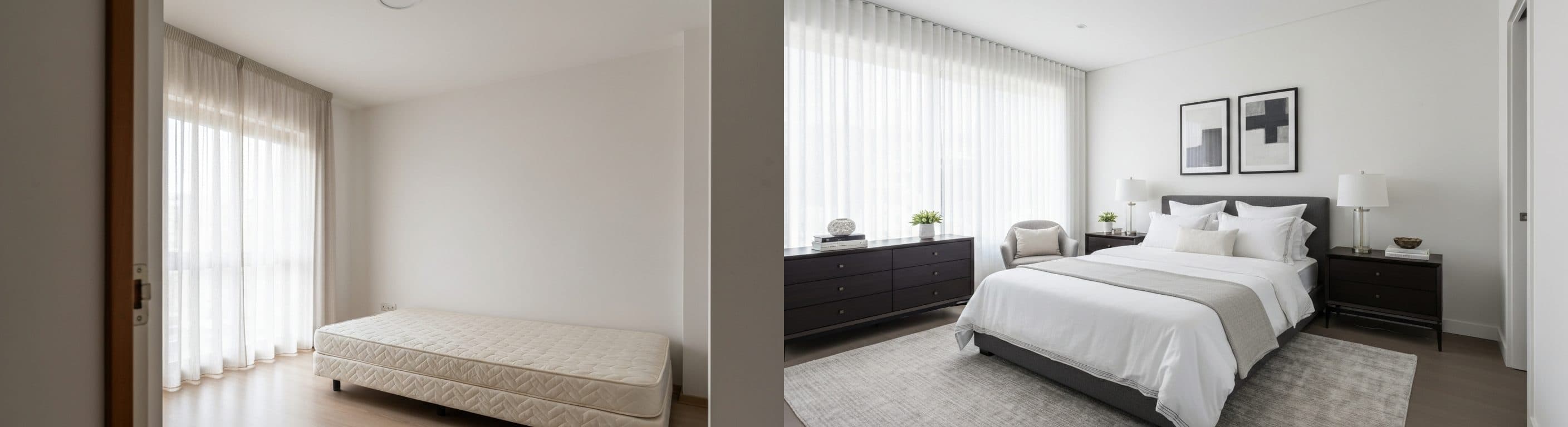 Chambre : avant vs après home staging virtuel