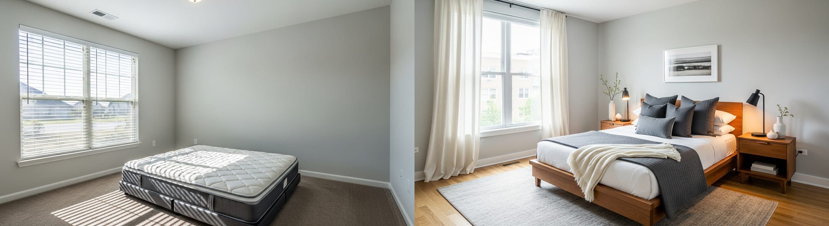 bedroom: before vs after virtual staging