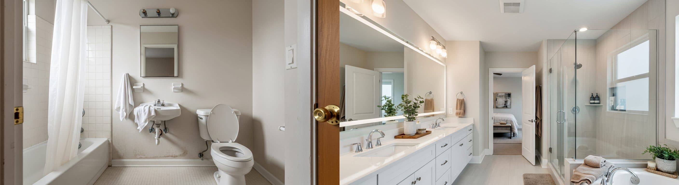 salle de bain : avant vs après home staging virtuel