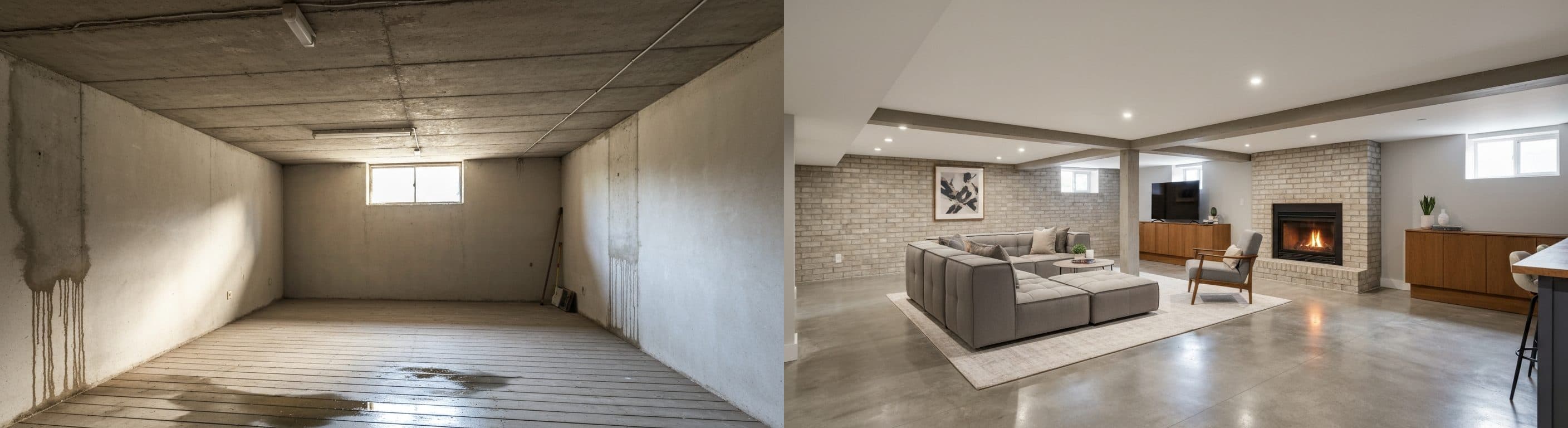 sous-sol : avant vs après home staging virtuel