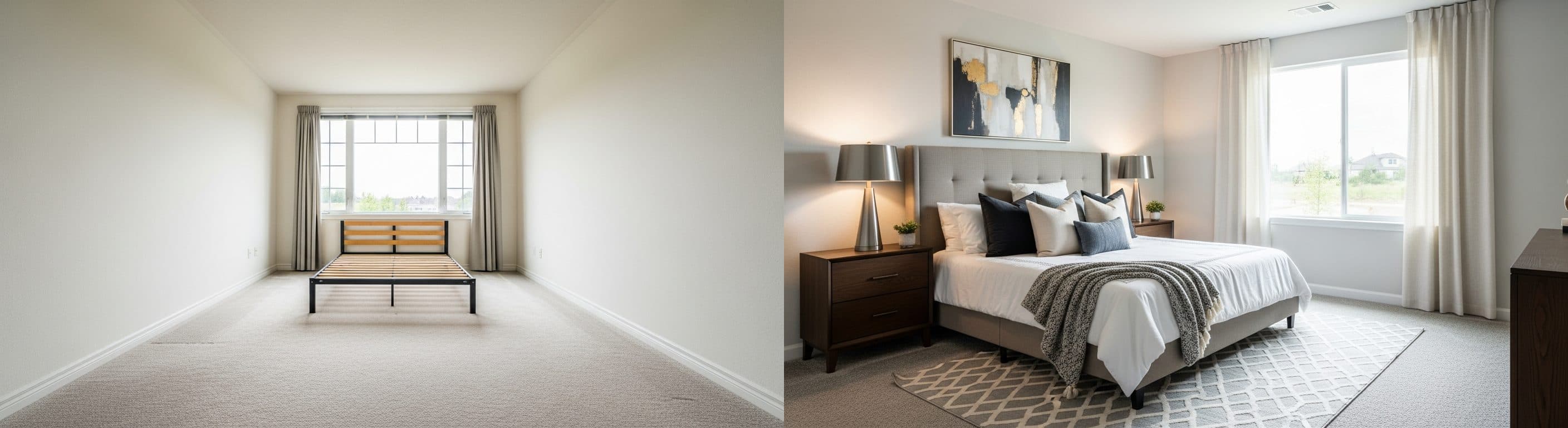 Camera da letto: prima vs dopo il virtual staging
