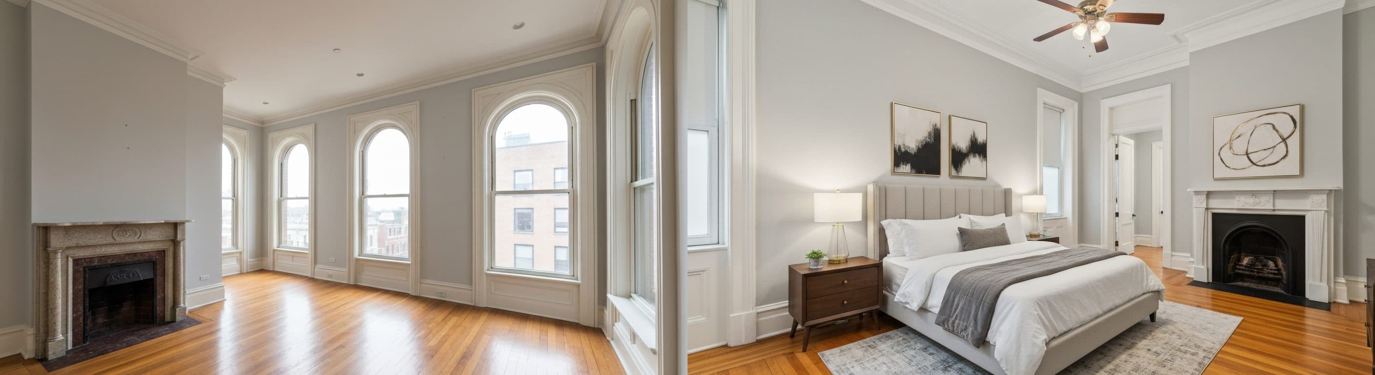 Bedroom: before vs after virtual staging