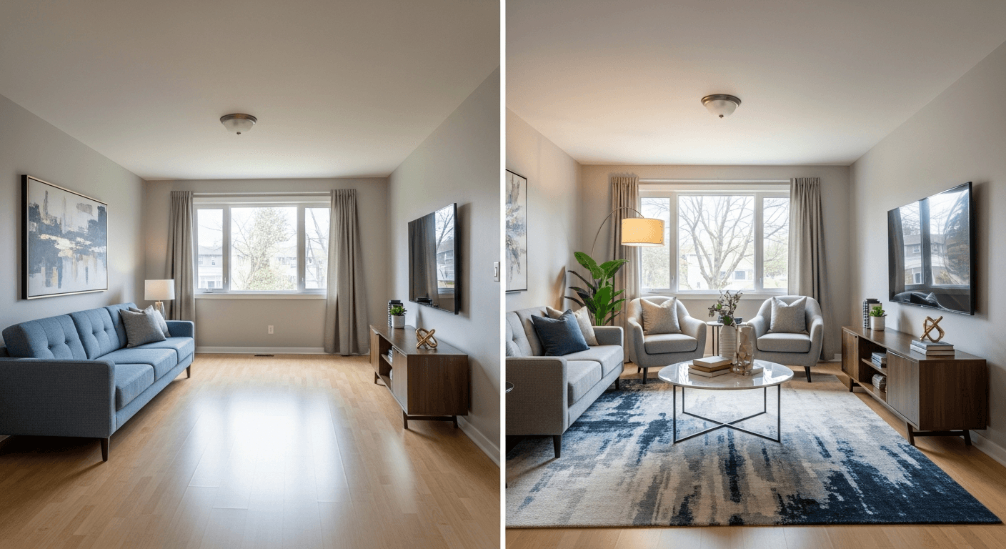 chambre : avant vs après home staging virtuel