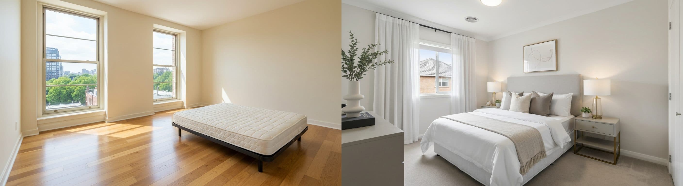 Camera da letto: prima vs dopo il virtual staging