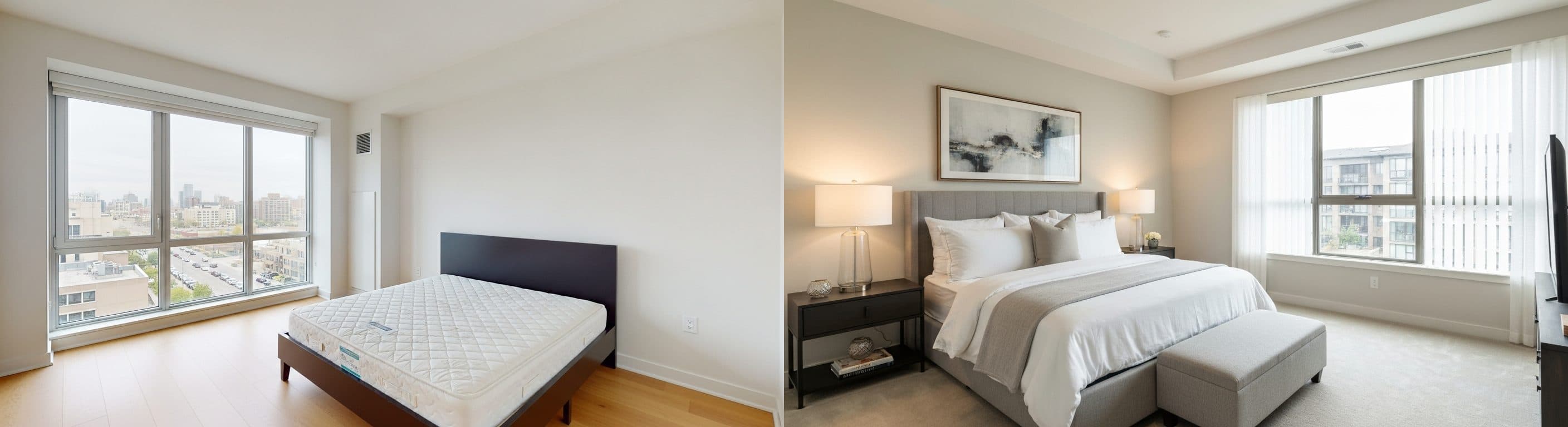 Camera da letto: prima vs dopo il virtual staging
