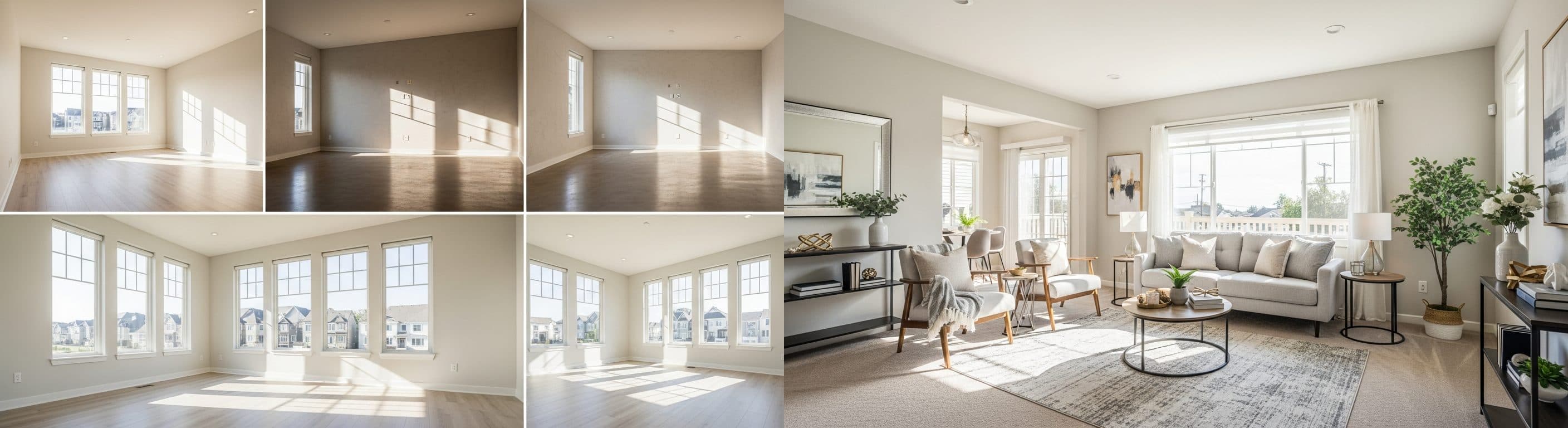 Soggiorno: prima vs dopo il virtual staging