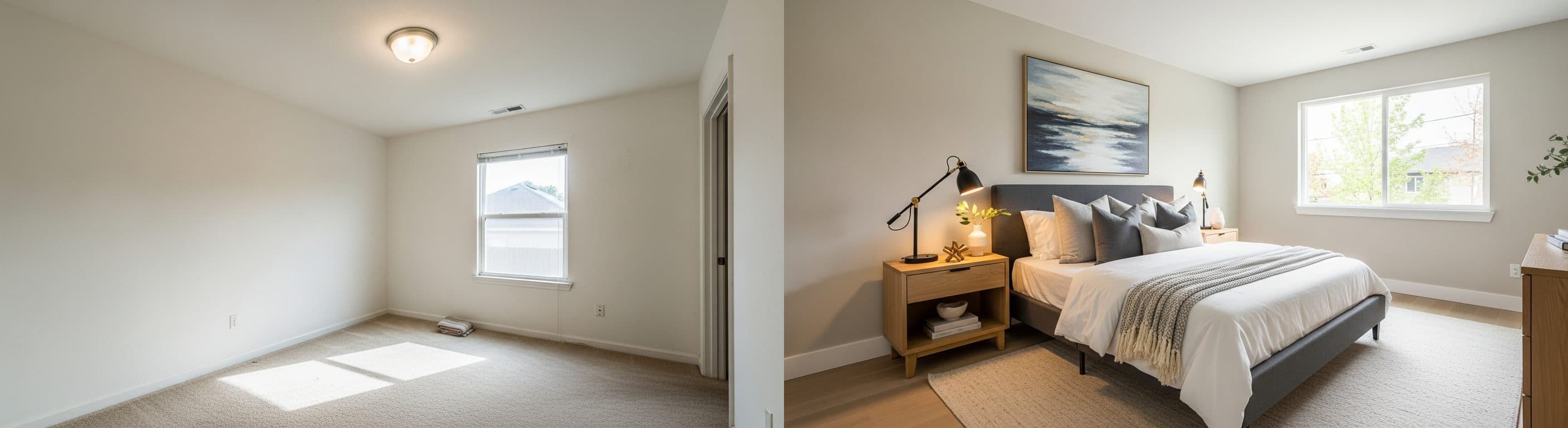 Chambre : avant vs après home staging virtuel