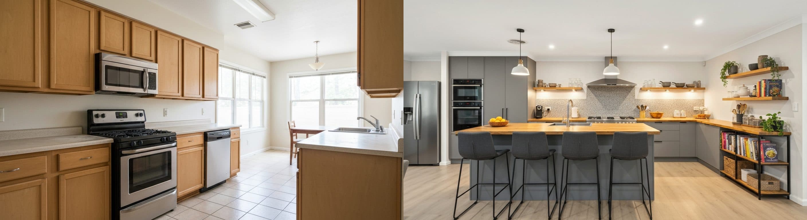 Cuisine : avant vs après home staging virtuel
