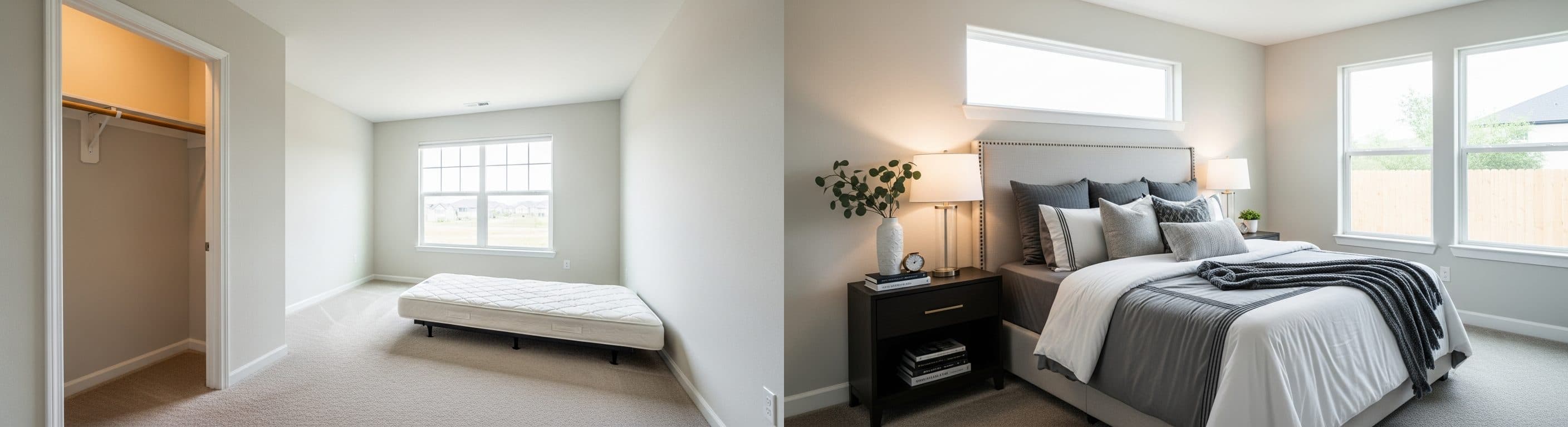Slaapkamer: voor vs na virtuele staging