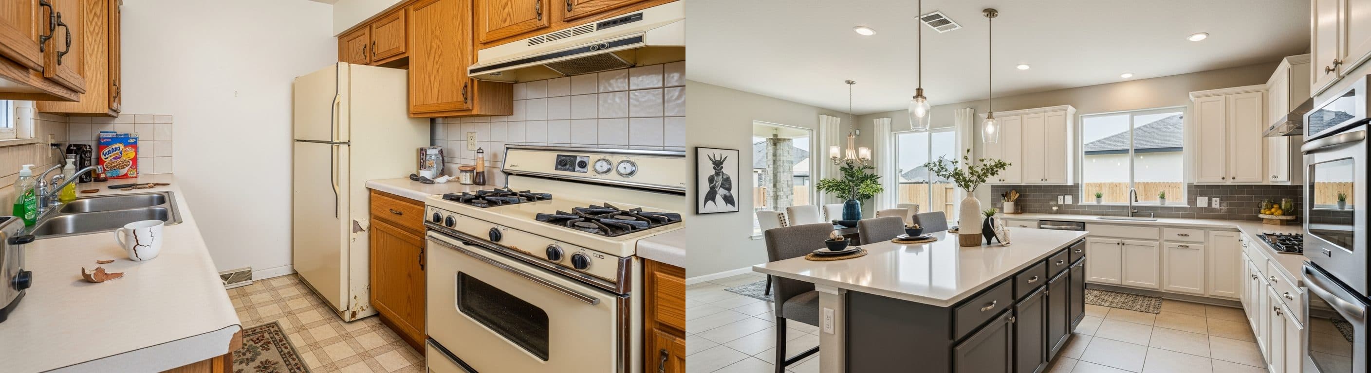 Cucina: prima vs dopo il virtual staging