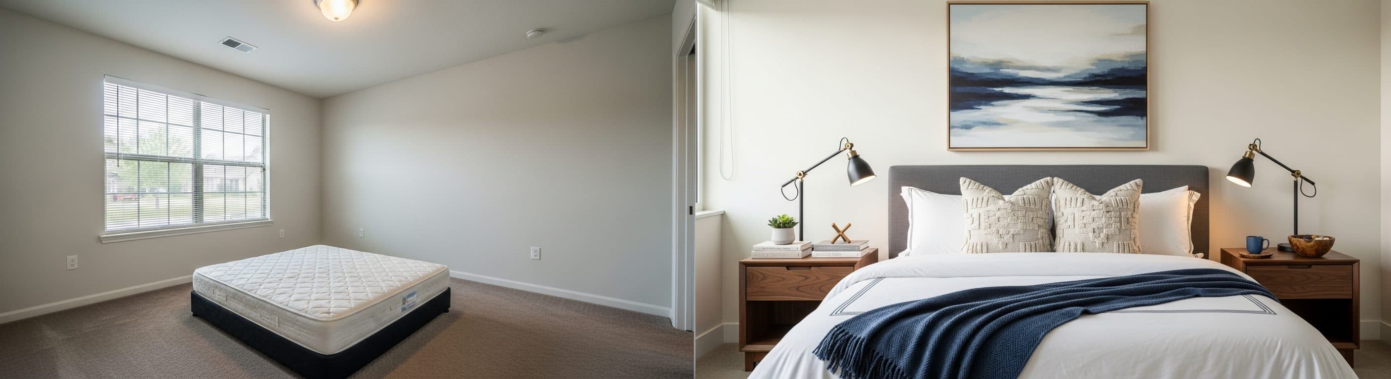 chambre : avant vs après virtual staging