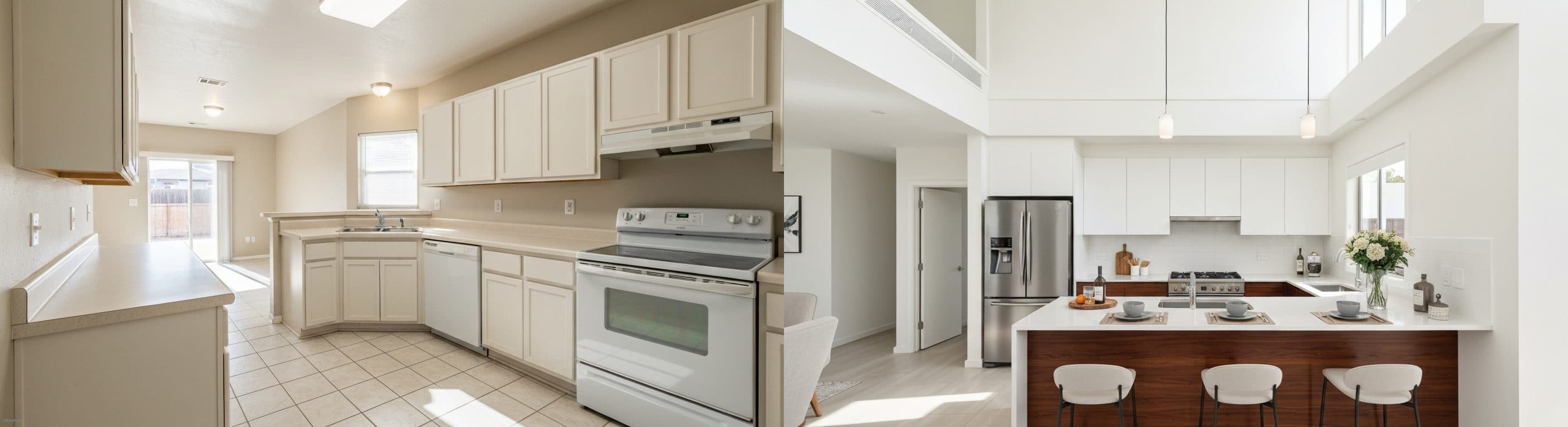 cuisine : avant vs après virtual staging