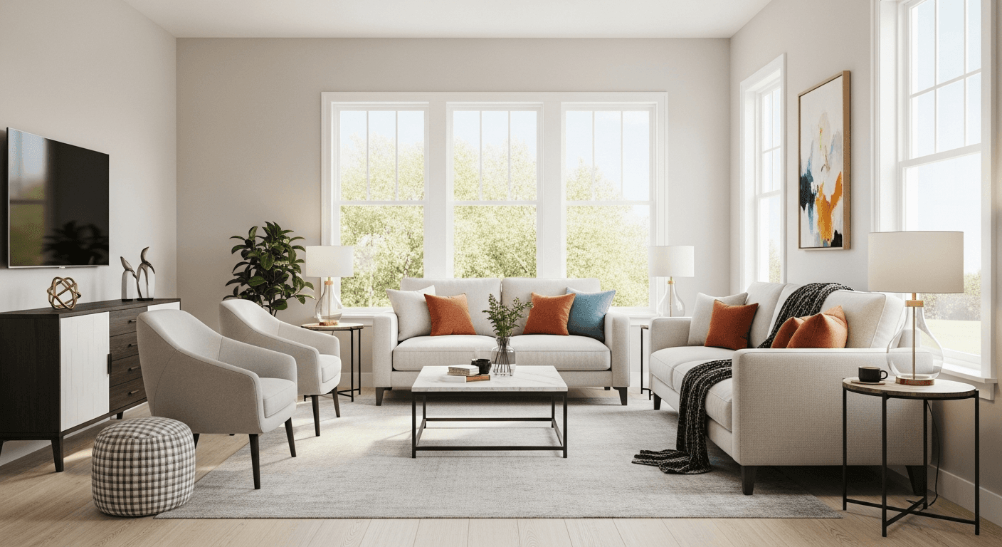 A beautifully staged living room attracting potential buyers to schedule viewings