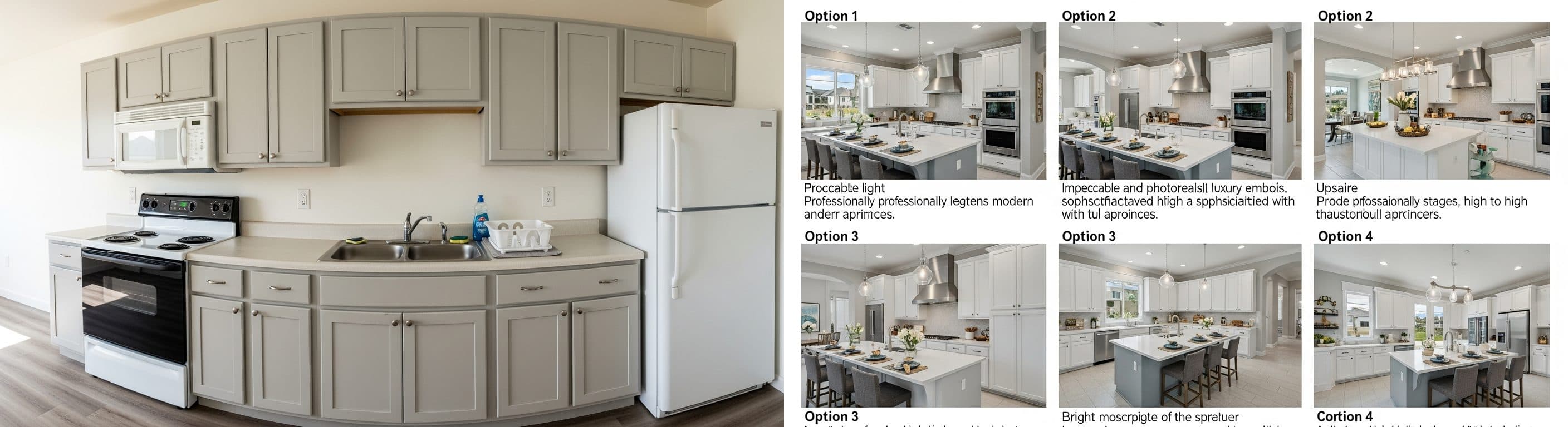 Cuisine : avant vs après home staging virtuel