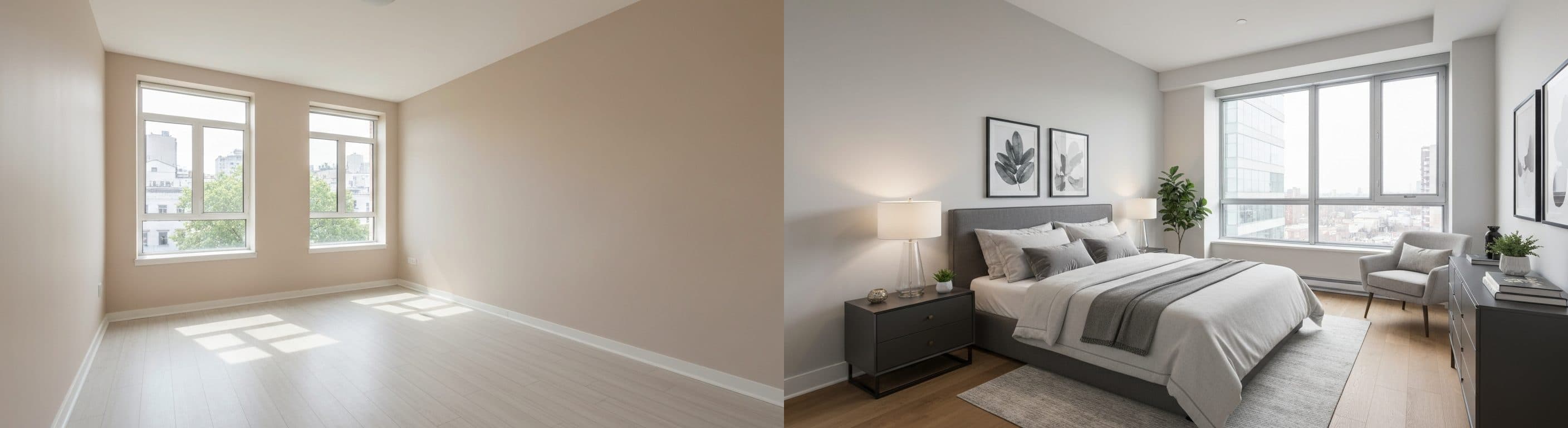 chambre : avant vs après home staging virtuel