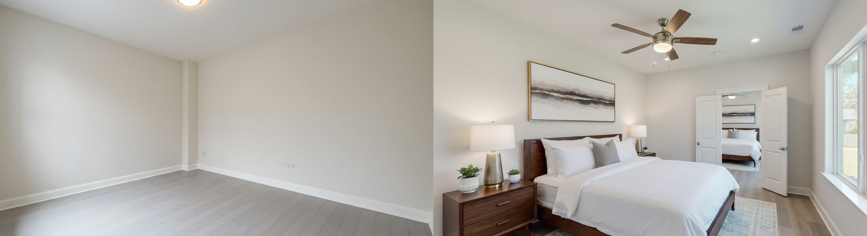 Spálňa: pred a po virtuálnom stagingu