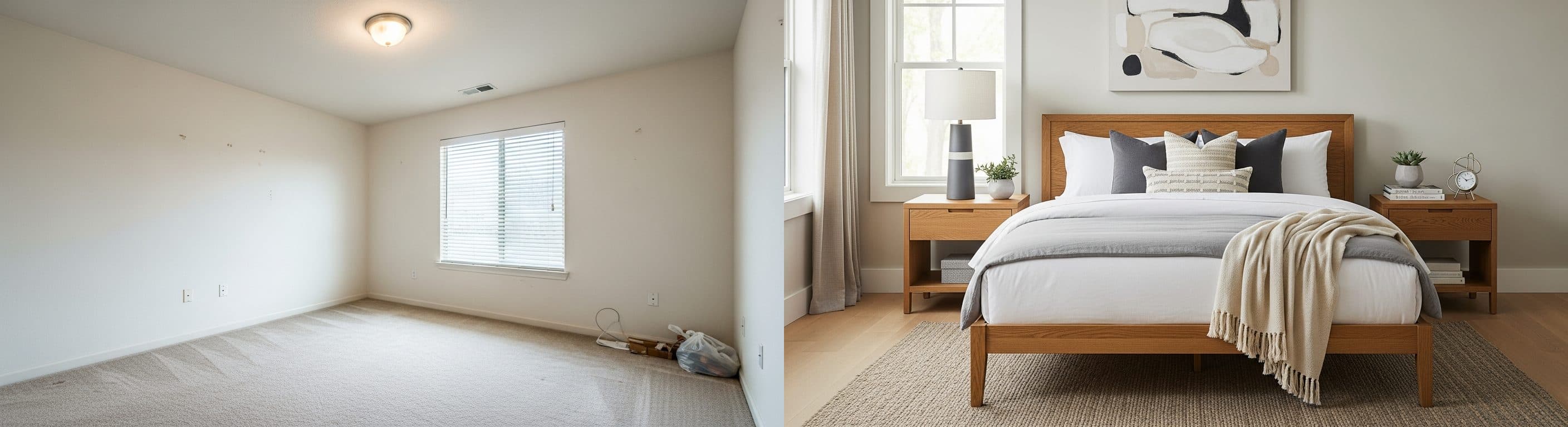 bedroom: before vs after virtual staging