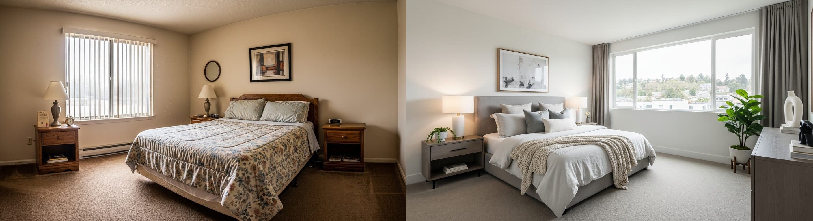 Chambre : avant vs après le staging virtuel