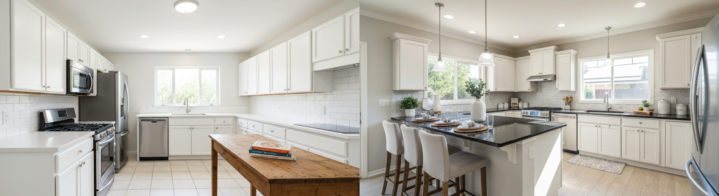 Cuisine : avant vs après le staging virtuel