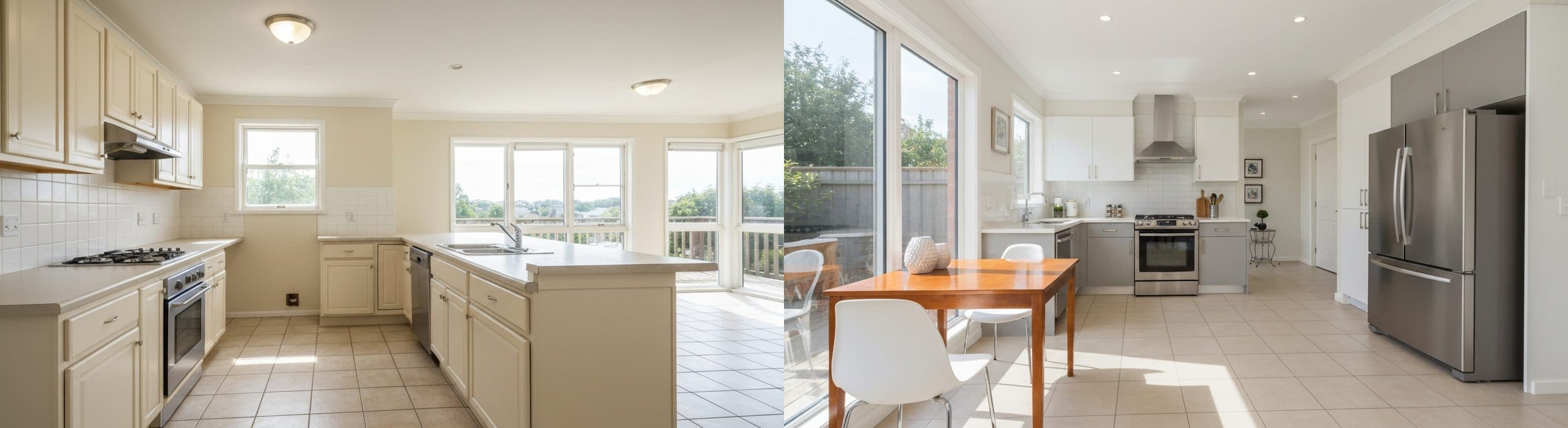 Kjøkken: før vs etter virtuell styling