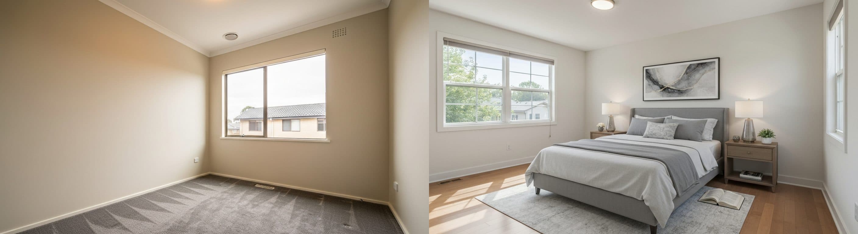 hálószoba: virtuális lakberendezés előtt vs után