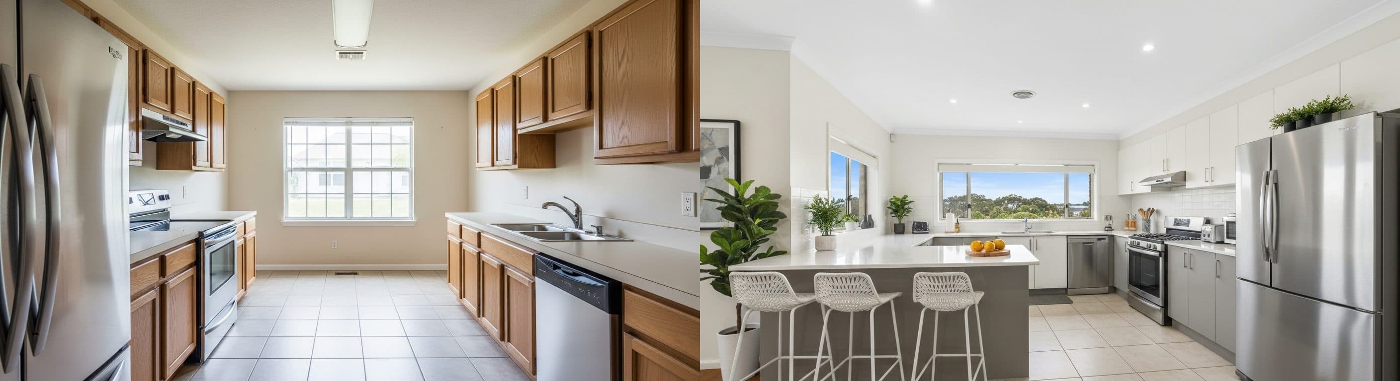 المطبخ: قبل وبعد التنسيق الافتراضي