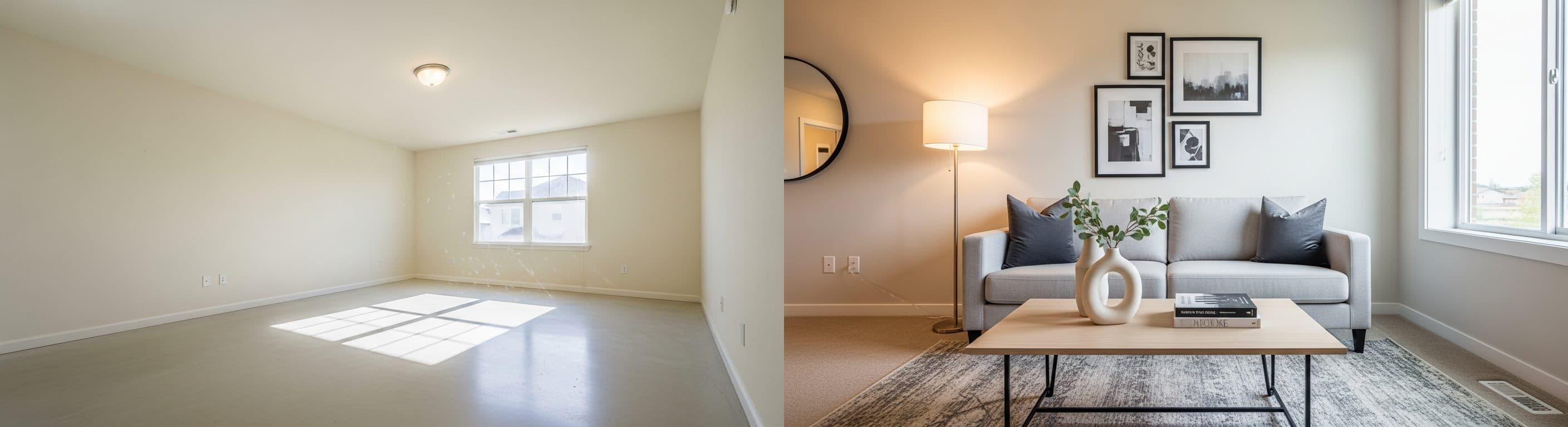 dhomë ndenjeje: para vs pas arredimit virtual