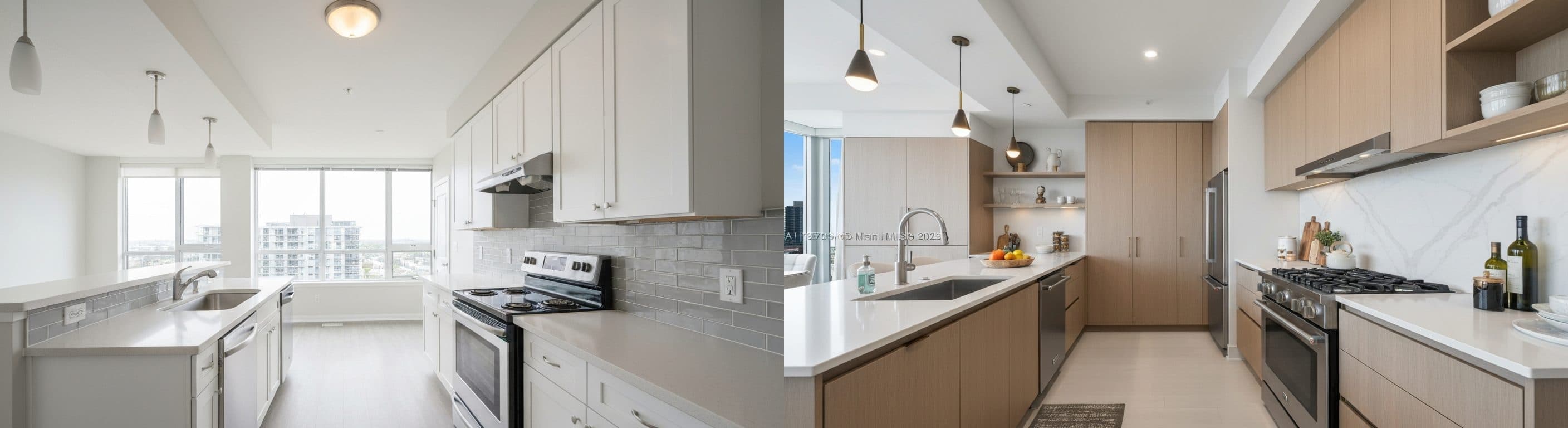 المطبخ: قبل مقابل بعد التجهيز الافتراضي