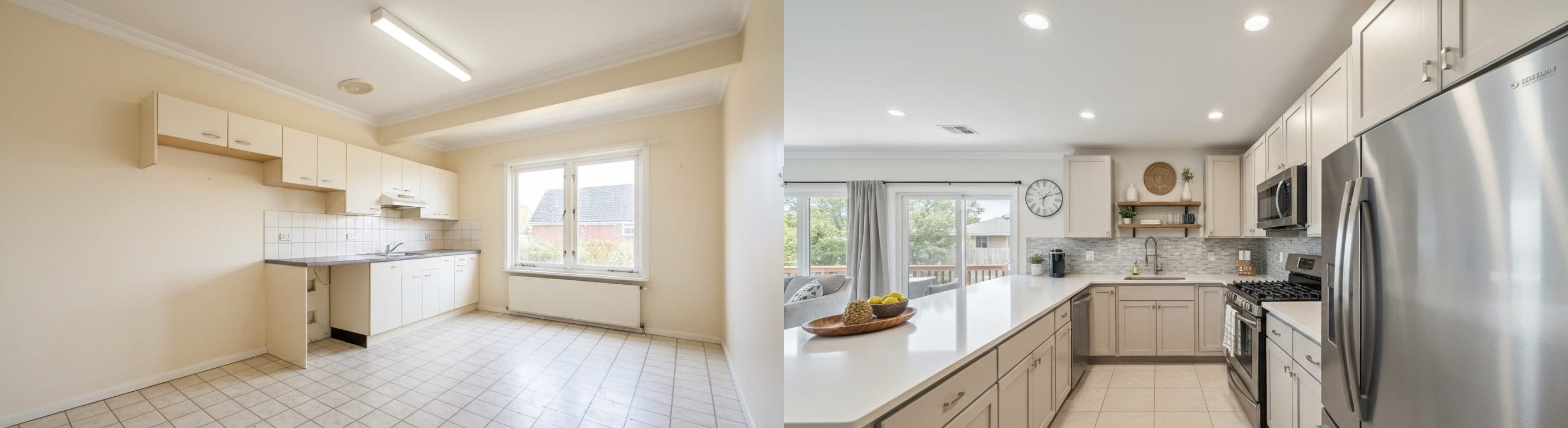 المطبخ: قبل وبعد التنسيق الافتراضي