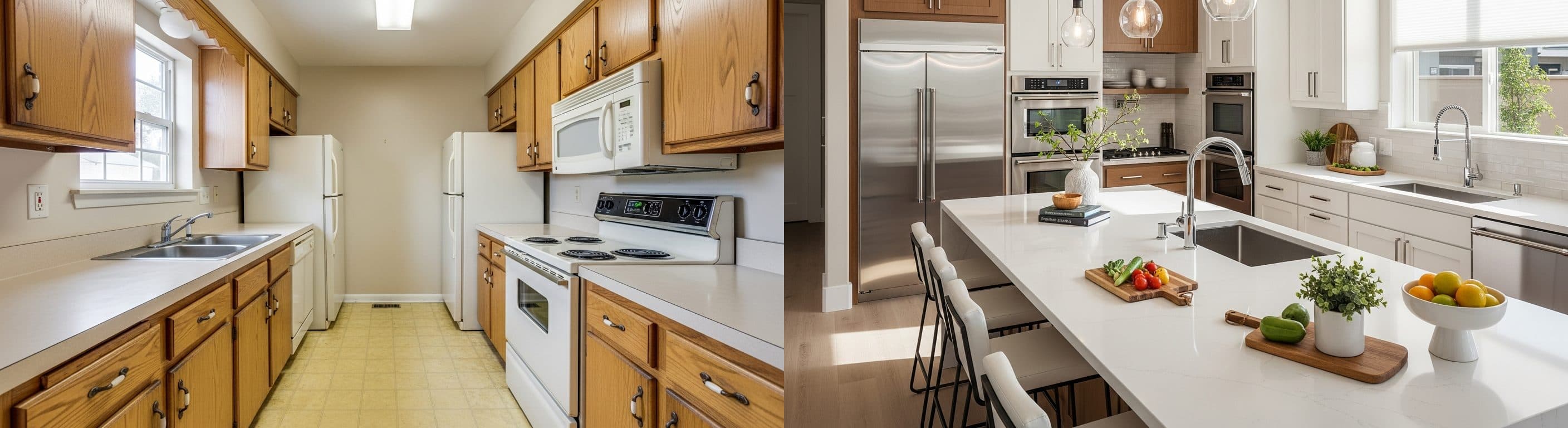 Kök: före vs efter virtuell staging