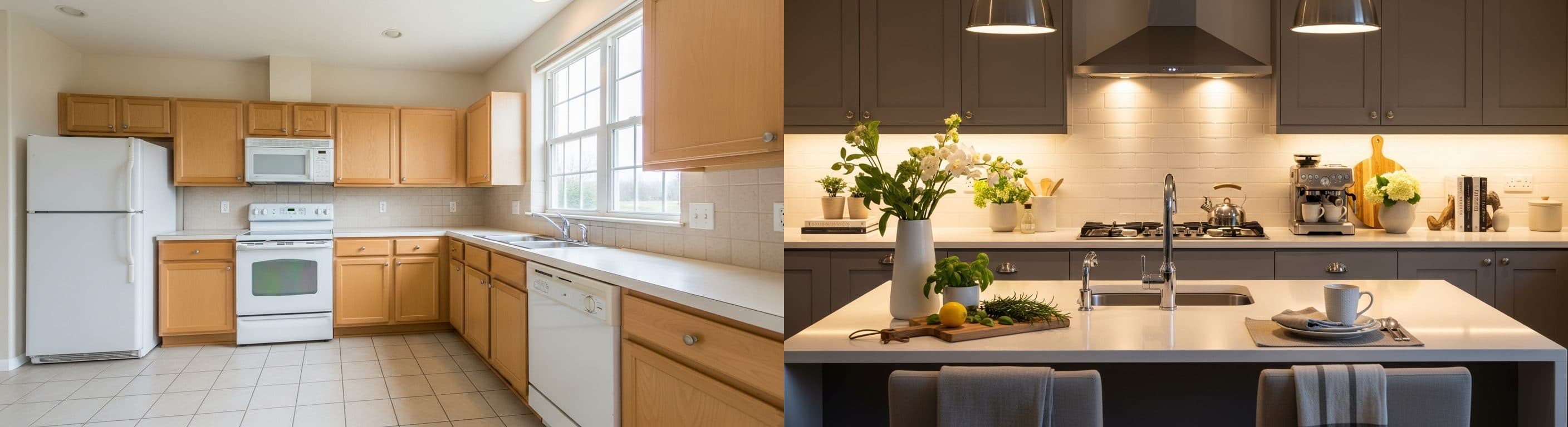 Kuchyně: před a po virtuálním stagingu