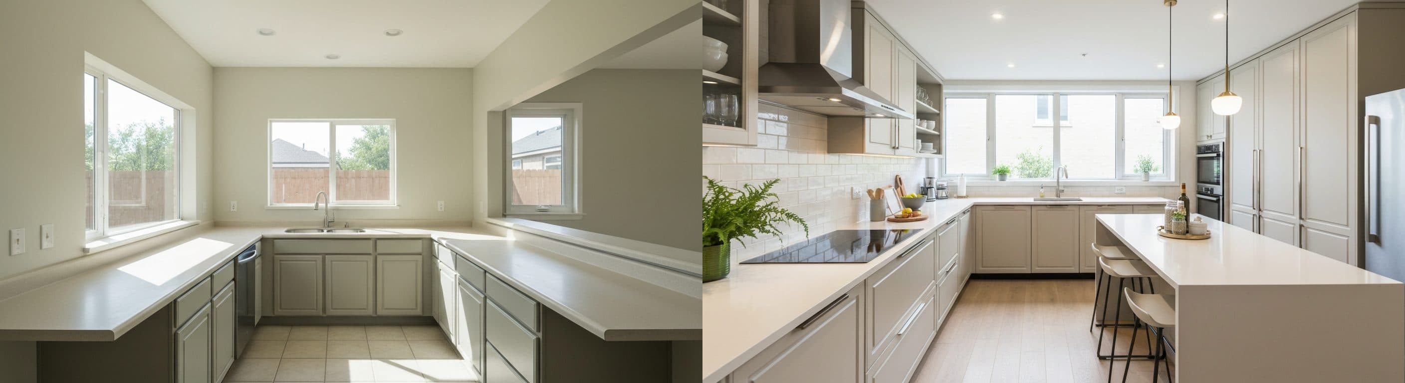 Cozinha: antes vs depois do virtual staging