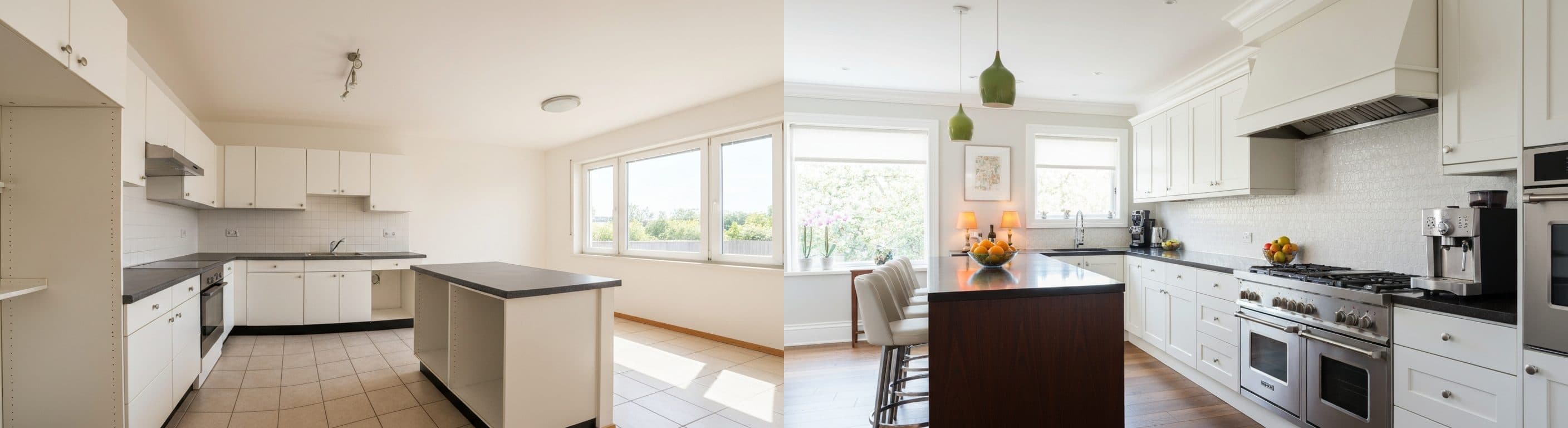 Konyha: virtuális staging előtt vs. után